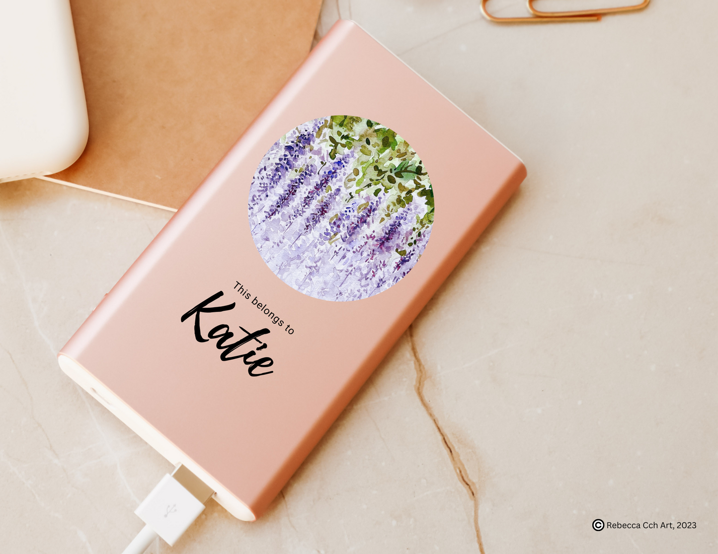 Purple Wisteria cute sticker by Rebecca Cch Art