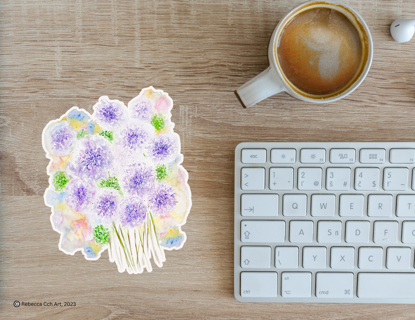 Allium flower sticker by Rebecca Cch Art