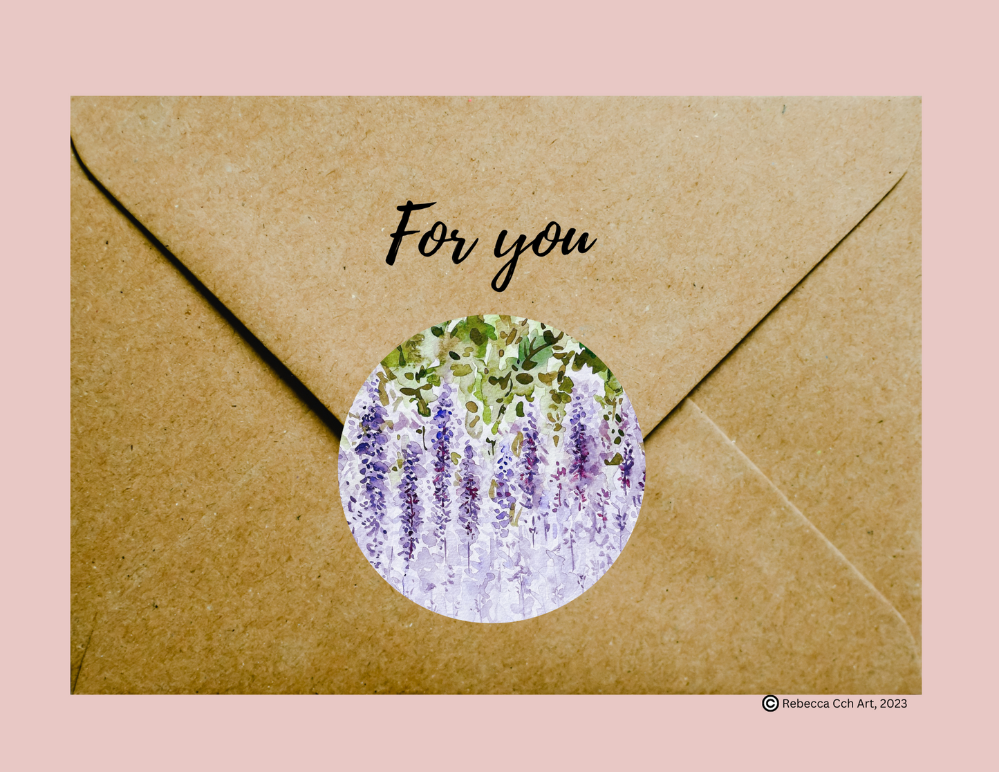 Purple Wisteria cute sticker by Rebecca Cch Art