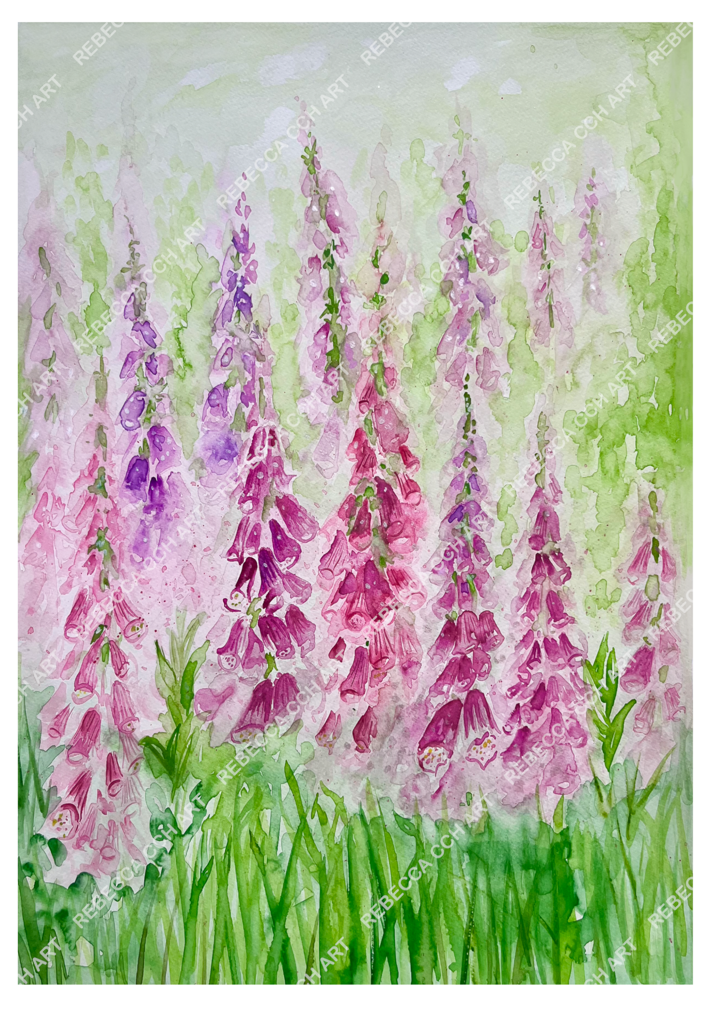 Foxgloves painting Art print floral art wall decor