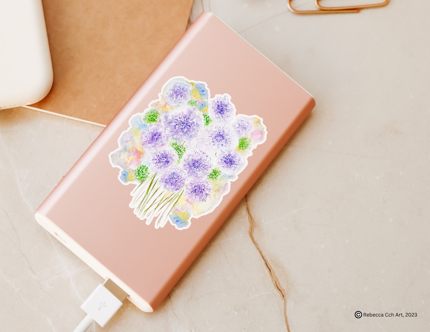 Allium flower sticker by Rebecca Cch Art