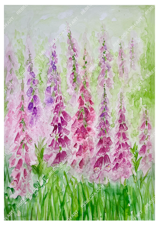 Foxgloves painting Art print floral art wall decor