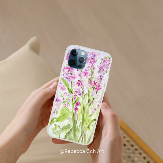 Pink Mattiola flowers phone case